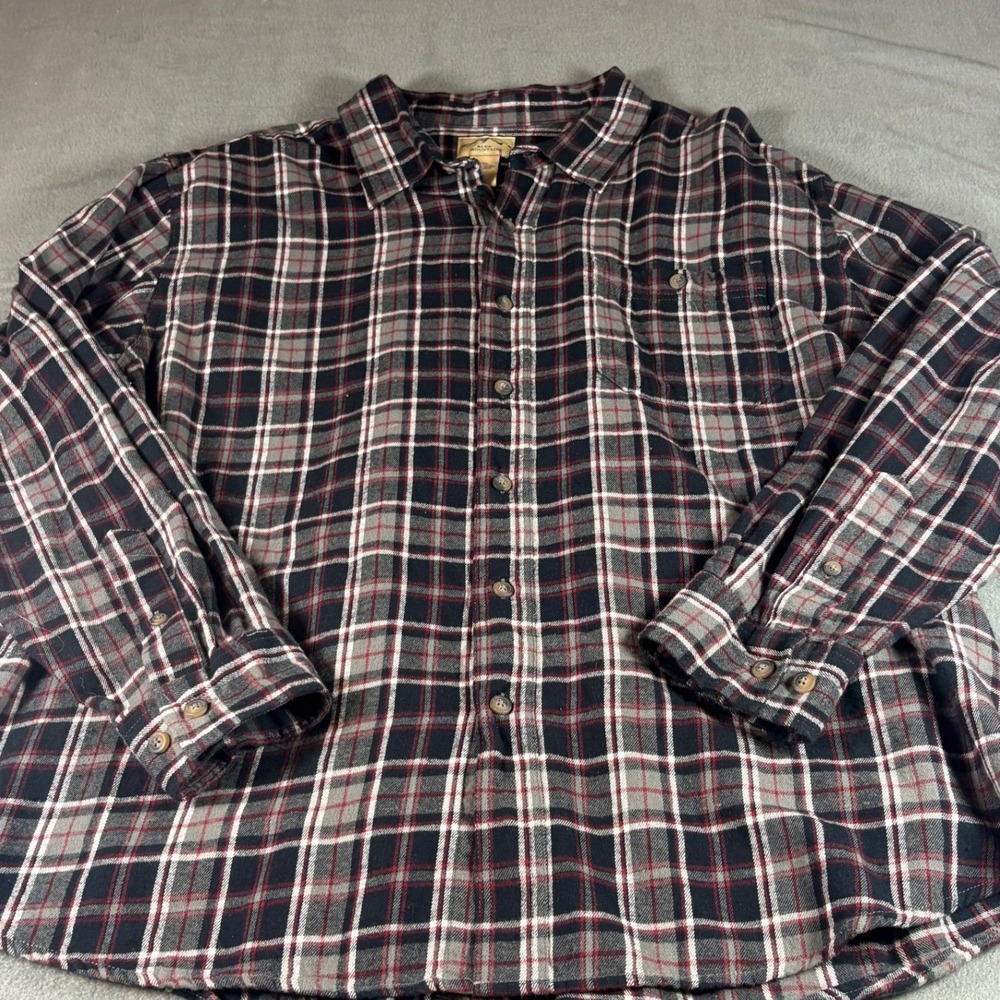 Blue Mountain Mens 2XL‎ Flannel Shirt Long Sleeve Plaid Cotton Black Red Grey